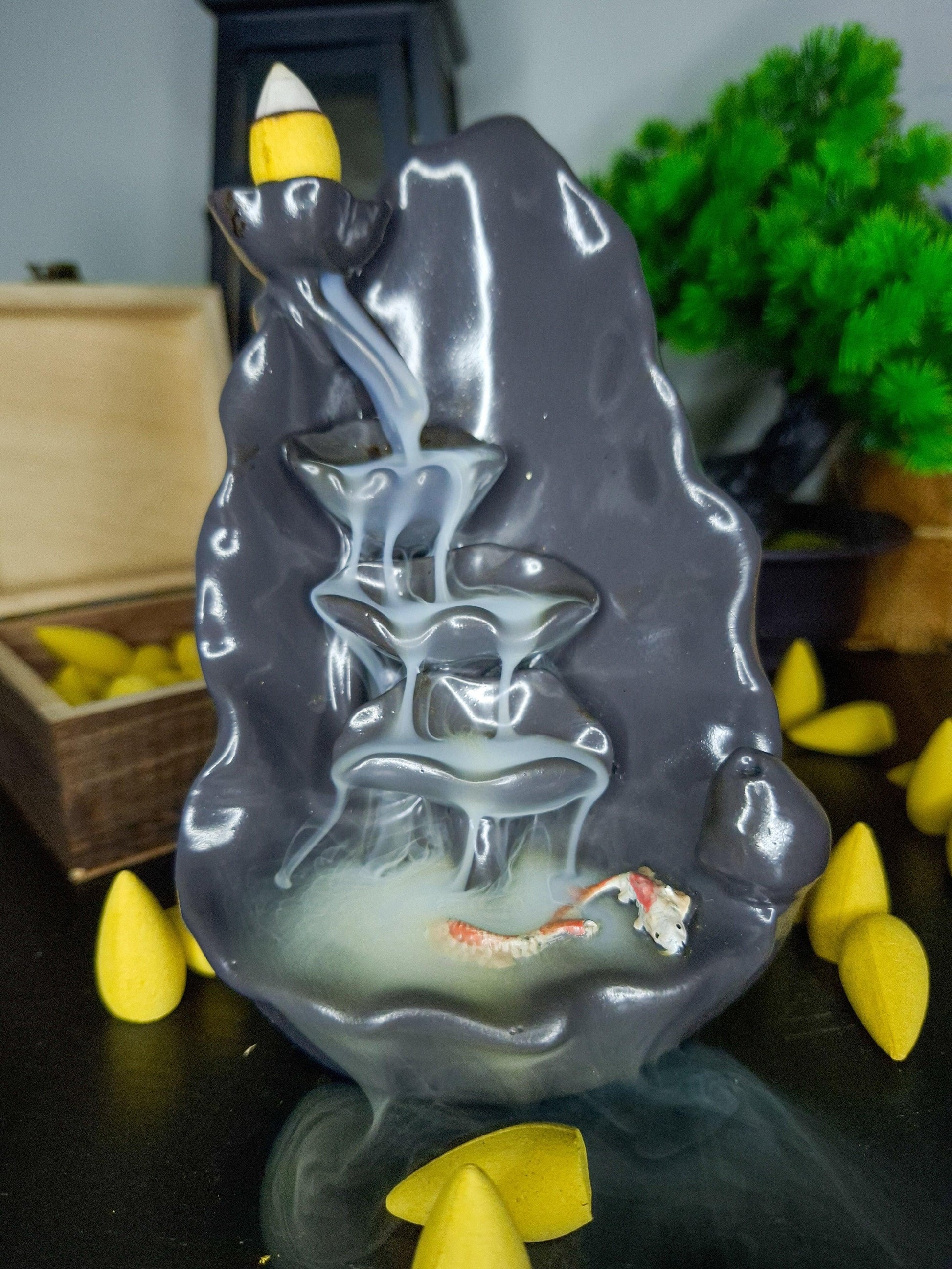 mistfall incense burner waterfall smoke effect